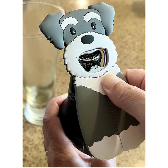 Schnauzer Bottle Opener Beer Soda Gray White Pet Dog Lover Gift Idea Party Tool - Picture 3 of 8